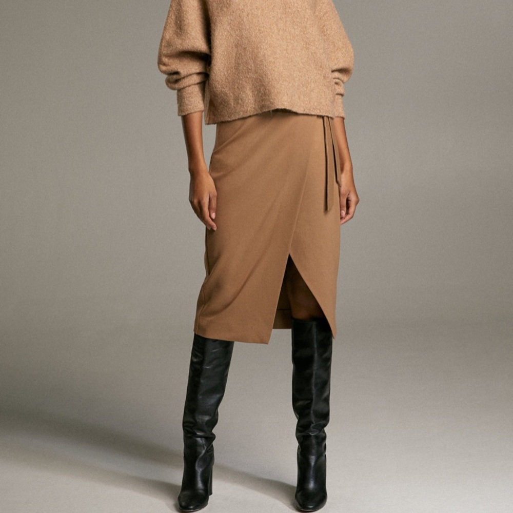 Babaton faux wrap skirt with side tie, size 6